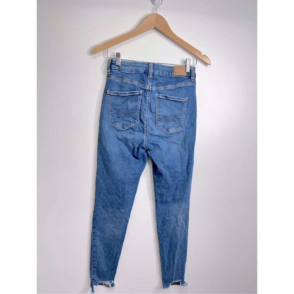 American Eagle Jeans Womens Distressed Blue Pants Stretch Size 4 - Picture 2 of 11